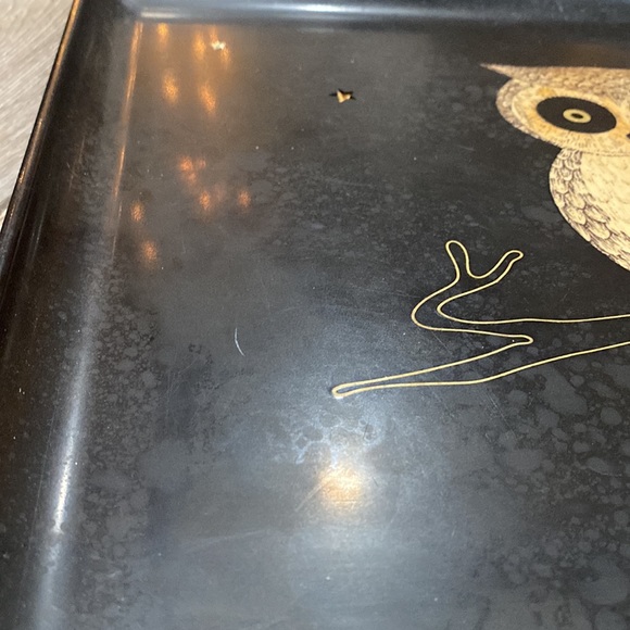 VINTAGE COUROC Owl Black Serving Tray Large - Picture 4 of 13